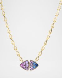 Candy Sky 18K Yellow Gold Multi-Color Sapphire Necklace, 16"