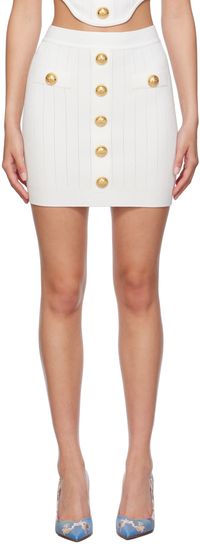 Balmain White Buttoned Miniskirt