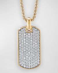 Men's Chevron Tag Pendant in 18K Gold, 35mm