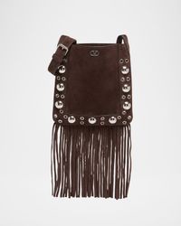 Small Studded Fringe Suede Crossbody Bag