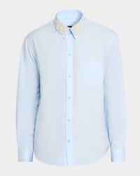 Men's Pearly-Collar Formal Cotton Button-Down Shirt