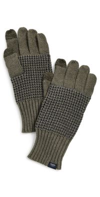 Faherty Plaited Waffle Gloves Forest One Size