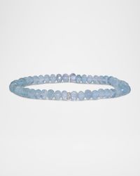 5mm Aquamarine Mini Bead Bracelet with One Diamond Rondelle