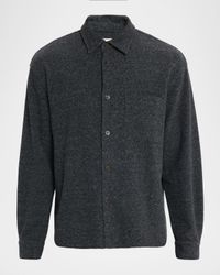 Men's Textured Waffle-Knit Button-Down Shirt with Pocket