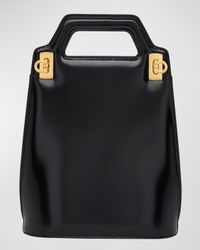 Wanda North-South Leather Top-Handle Bag