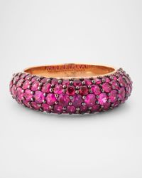 18K Rose Gold Deep Pink Sapphire Dome Ring, Size 6