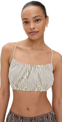 STAUD Hammock Top Ivory/Dark Oak Micro Stripe XL