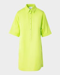 Snap-Slits Short-Sleeve Mini Shirtdress