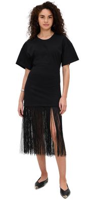 Pixie Market Fringe Cotton Tee Dress Black XS