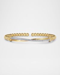 14K Yellow Gold Bujukan and Diamond Twist Split Bangle Bracelet