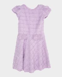 Girl's Sienna Textured Check Dress, Size 7-16