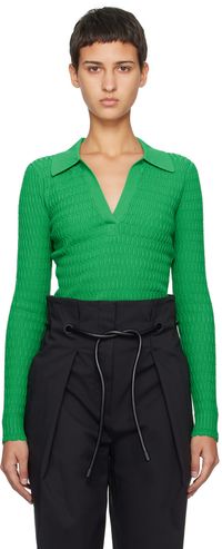 3.1 Phillip Lim Polo vert en point nid d'abeille