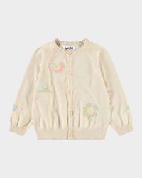 Girl's Brody Cardigan W/ Floral Accents, Size 3M-2