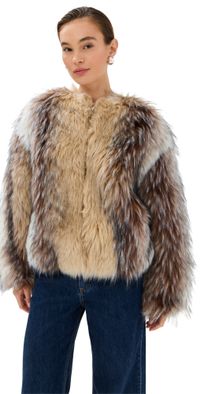 HALFBOY Faux Fur Bomber Camel/Black/Off White S
