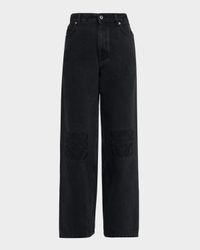 Tonal Anagram Baggy Wide-Leg Jeans