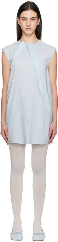 MM6 Maison Margiela Blue Shirting Darting Minidress