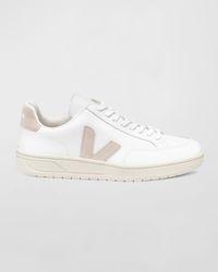 V-12 Mixed Leather Court Sneakers