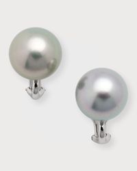 18k White Gold Tahitian Pearl Earrings