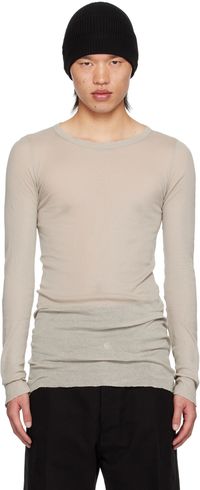 Rick Owens T-shirt à manches longues blanc cassé en jersey côtelé - Porterville