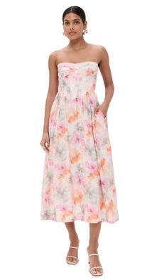 BARDOT Lola Corset Midi Dress Apricot Floral 6
