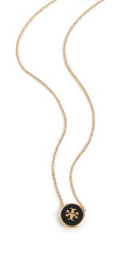 Tory Burch Kira Enamel Pendant Necklace Tory Gold / Black One Size