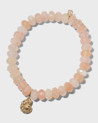 8mm Morganite Rondelle Bracelet with Nautilus Shell Charm