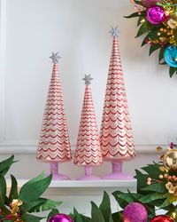 New Pink and Red Trees, Set of 3