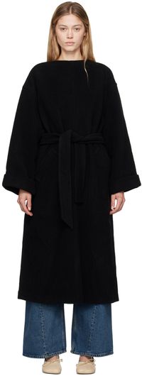 MM6 Maison Margiela Black Belted Wool Maxi Dress
