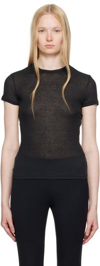 SKIMS Black Sheer Cotton T-shirt
