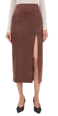 BARDOT Dante Vegan Suede Midi Skirt Chocolate 10
