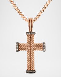 Men's Chevron Cross Enhancer with Diamonds in 18K Rose Gold, 23.5mm