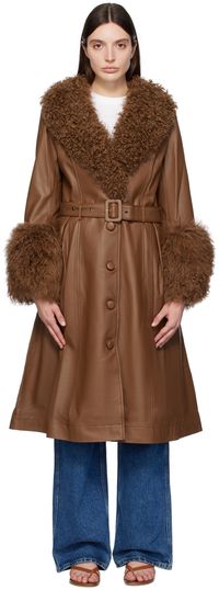 Saks Potts Brown Foxy Shearling Coat