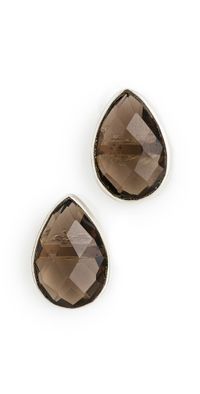 SHASHI Benington Smokey Quartz Studs Silver/Smokey Quartz One Size