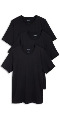 BOSS Logo Embroidered Cotton Tee 3 Pack Black L
