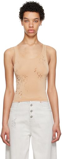 MM6 Maison Margiela Tan Destroyed Tank Top