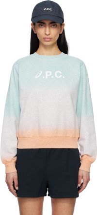 A.P.C. Pull molletonné Stone dégradé bleu et rose édition ASICS
