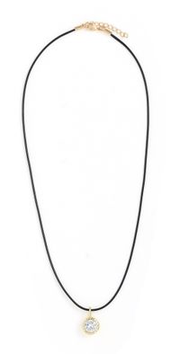 Alexa Leigh Round Bezel Leather Necklace Yellow Gold One Size