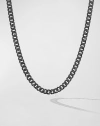 Men's Curb Chain Necklace with Diamonds in Silver, 6mm, 24"L