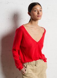 American Vintage - Gilet droit en maille - Taille L - Rouge