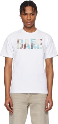 BAPE T-shirt blanc à logo à motif camouflage Map et effet pochoir