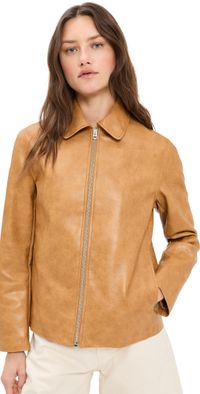 rag & bone Jordie Faux Leather Jacket Camel XL