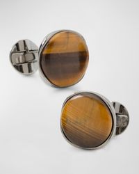 Men's Round Tiger's Eye Cufflinks