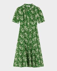 Sophie Dotted Floral-Print Empire Midi Dress