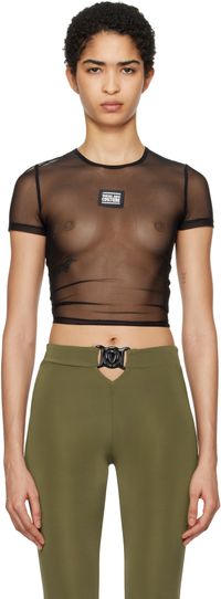 Versace Jeans Couture Black Mesh Crop T-shirt