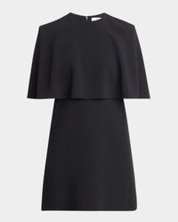 Capelet Crepe Mini Dress