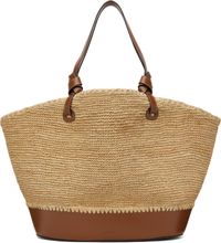 Staud Beige Squillo Raffia Tote