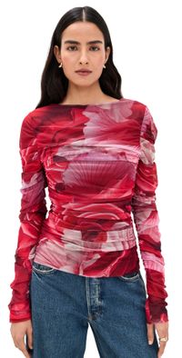 Aje Flora Mesh Top Prismatic Floral Red 10