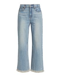 Women's Ora Embellished High-Rise Wide-Leg Jeans - Rockstar Blue - Size 32