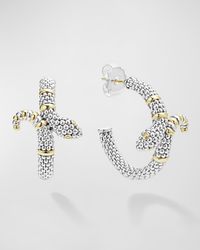 Sterling Silver 18K Gold Serpent Hoop Earrings
