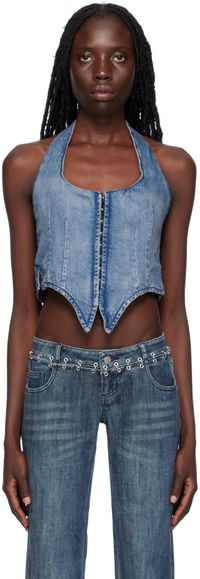 Miaou Corset Dani bleu en denim